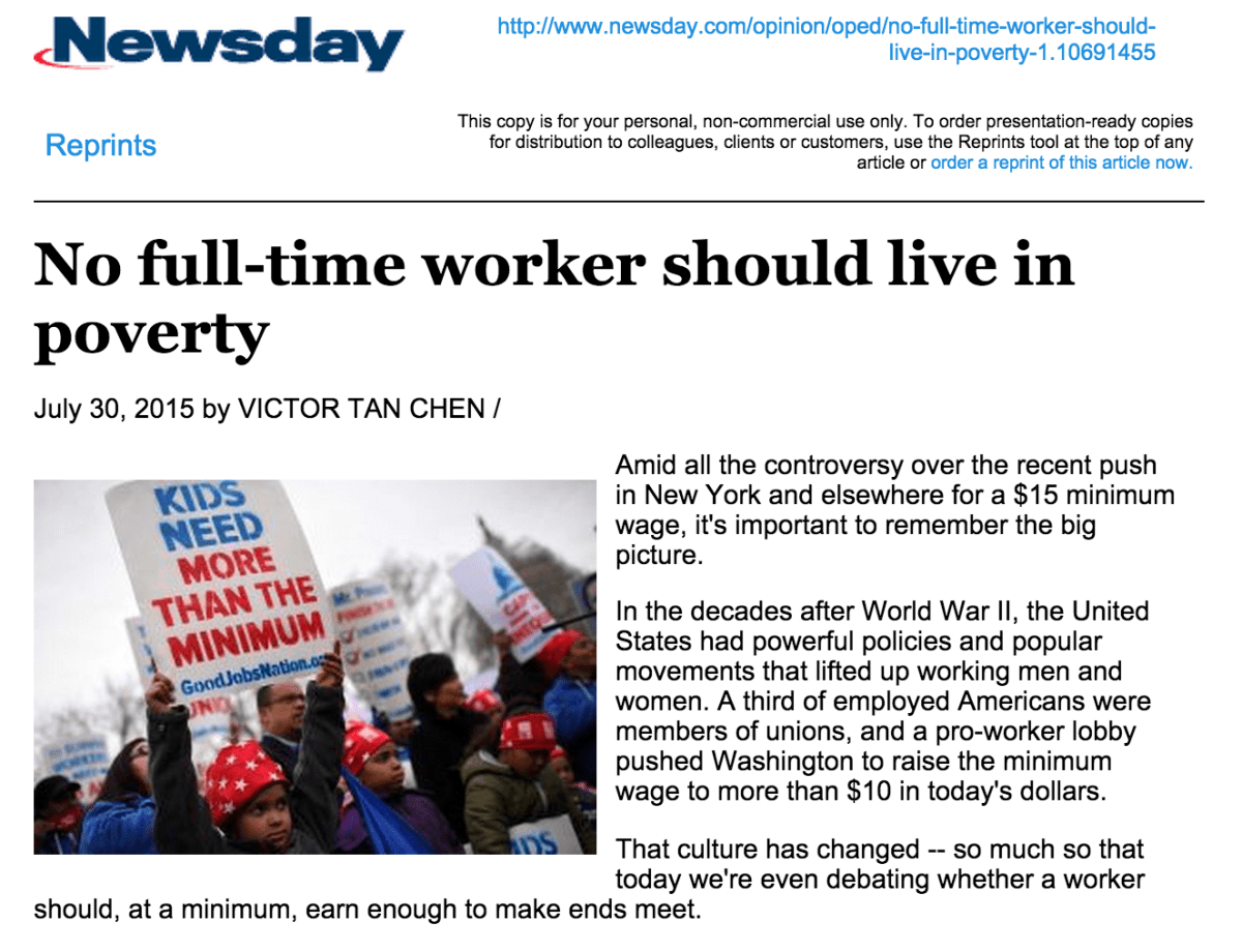 Newsday headline and first few paragraphs